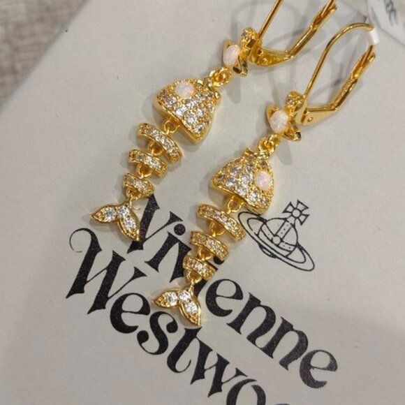 Vivienne Westwood Gold Fishbone Earrings - Picture 1 of 5